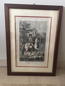 Stampa antica incorniciata con cavallo 40x55 cm - Foto 1 di 2