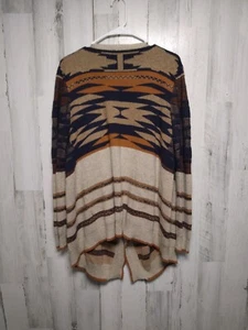 Cardigan a cascata con stampa azteca 2 sorelle misto angora medio - Foto 1 di 7