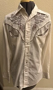 Rocking K Ranchwear Shirt Pearl Snap Western Cowboy EAGLE Sparkles Sz Medium - Picture 1 of 9