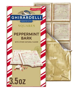 Ghirardelli Squares 3.5 oz PEPPERMINT BARK Chocolate Bar Limited Edition BB 7/25 - Picture 1 of 1
