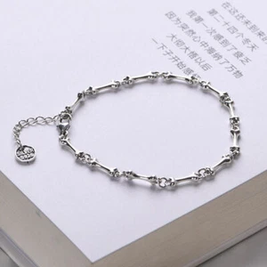 Sterling Silver Gothic Skull Bones Skeleton Women Men Bracelet 7" / 8" A2336 - Picture 1 of 10