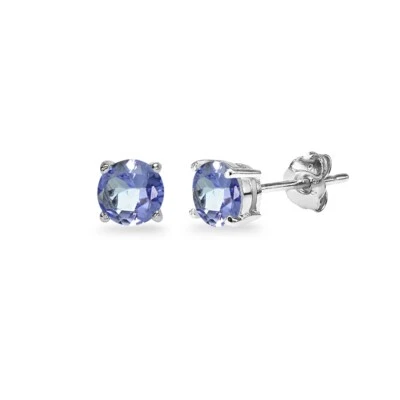 Sterling Silver Tanzanite 5mm Round Stud Earrings - Image 1 of 2