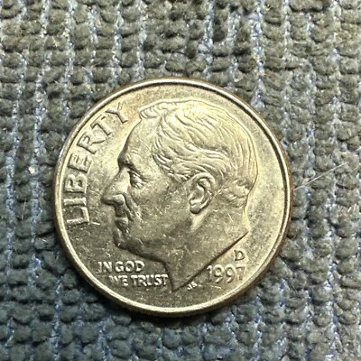 1997 D Roosevelt Dime Double D Mint Mark RPMM Error - Image 1 of 4