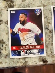 2020 TOPPS ON-DEMAND SET 8 MLB THE SHOW CARD PR 824 INDIANS CARLOS SANTANA #12