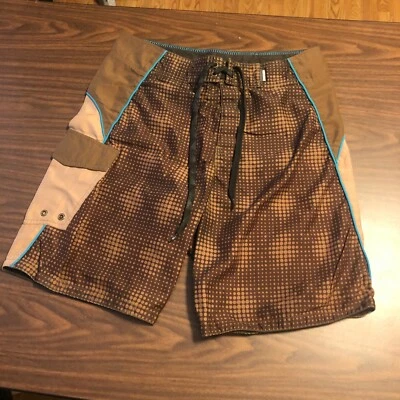 Mossimo Men's Board Shorts - Size 32 - Dark and Light Brown Dot Pattern - 0392 - Image 1 of 4