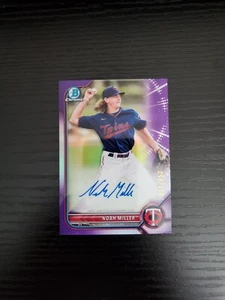 Noah Miller - Autógrafo Bowman Chrome Prospect 2022 - REFRACTOR PÚRPURA AUTOMÁTICO/250 - Imagen 1 de 2