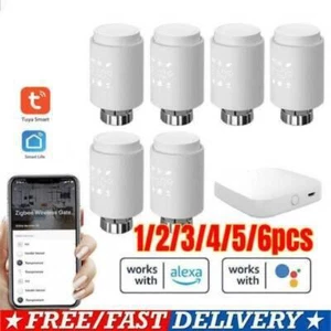 1-6pcs Tuya ZigBee Termostato Intelligente Valvola Radiatore TRV Programmabile Alexa/Google - Foto 1 di 20