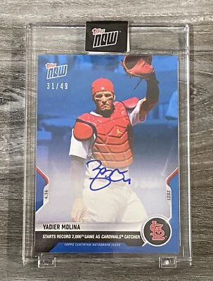 YADIER MOLINA SIGNED CATCHER STARTS RECORD 2000th GAME TOPPS NOW AUTO CARD 31/49 - Image 1 of 2