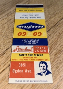 Cubierta antigua de fósforo SERVICIO DE NEUMÁTICOS DE PIEDRA Goodyear 3851 Ogden Ave CHICAGO - Imagen 1 de 3