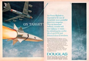 1962 Vintage Print Ad Cold War Douglas Skybolt Missile Nuclear Defense TWO PAGE - Picture 1 of 3