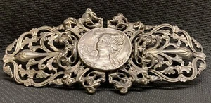 FRANKREICH WUNDERSCHÖNE JUGENDSTIL ALTE GÜRTELSCHNALLE SCHÖNE DAME UNGLAUBLICH & MAJESTÄTISCH - Bild 1 von 19