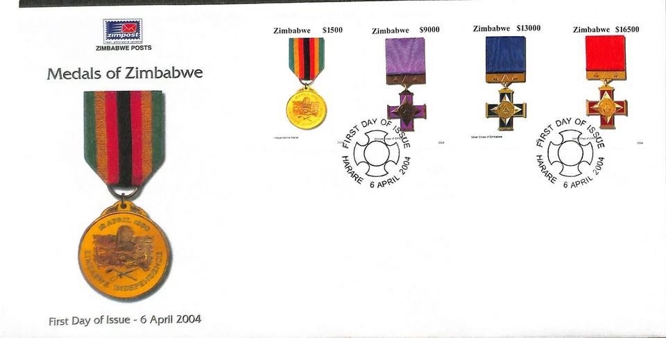 Zimbabwe - 2004 - Scott #959-962 - First Day Cover - Medals - Image 1 of 1