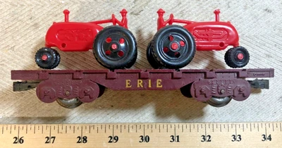 MARX Erie Maroon Flat w ORIGINAL Tractor Load O Gauge 4 Wheel PK (C) - Image 1 of 4
