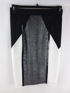 2B Bebe Black and White Snake Print Stretch Pencil Midi Skirt Size L - Picture 1 of 4