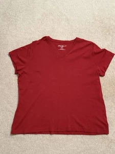 Women’s Eddie Bauer Red V-Neck T-Shirt, XXL - Picture 1 of 3