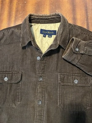 Club Room Men's Heavyweight Corduroy Trucker Jacket Quilt Lined XXL Brown - Image 1 of 4