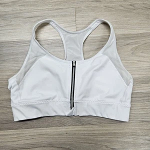 Athleta Womens White Sports Bra Front Zip Size Large - Picture 1 of 7