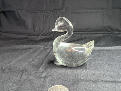 Миниатюрная фигурка лебедя из хрустального стекла высотой 2,5 дюйма ручной работы - Изображение 1 из 4