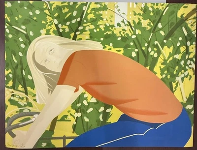 Litografía offset firmada y numerada Alex Katz "Girl Riding a Bicycle" 1983 Foto 1 de 2