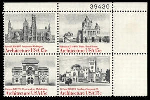 US Scott # 1841a, American Architecture, Plate Block of (4) 1980 15¢ Stamps, MNH - Picture 1 of 1
