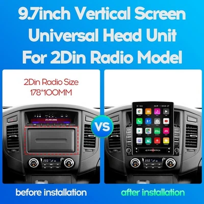 9.7" 2Din Car Stereo Radio GPS Navigation Carplay WiFi FM 2+32GB Android 9.1 ? - Image 1 of 4