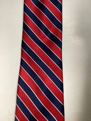 IZOD Silk Tie Red White Blue Stripes Men Necktie  Vintage - Image 1 of 4
