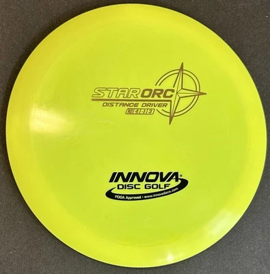 Innova PFN Star Orc Dayglo Yellow, Patent Number, Penned Disc Golf Driver - Image 1 of 2