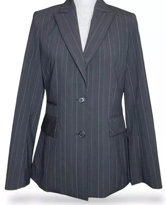 BCBG Maxazria Mujeres Negro Rayas Blazer Traje Chaqueta Trabajo Carrera Corporativo 6 Foto 1 de 4