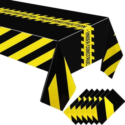 6 Pcs Construction Party Favors 51" x 108" Construction Tablecloth Constructi... - Image 1 of 4