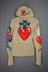 Laura Kapp Handknit Cowichan Mary Maxim Style Sweater M Traditional Tattoo - Bild 1 von 11