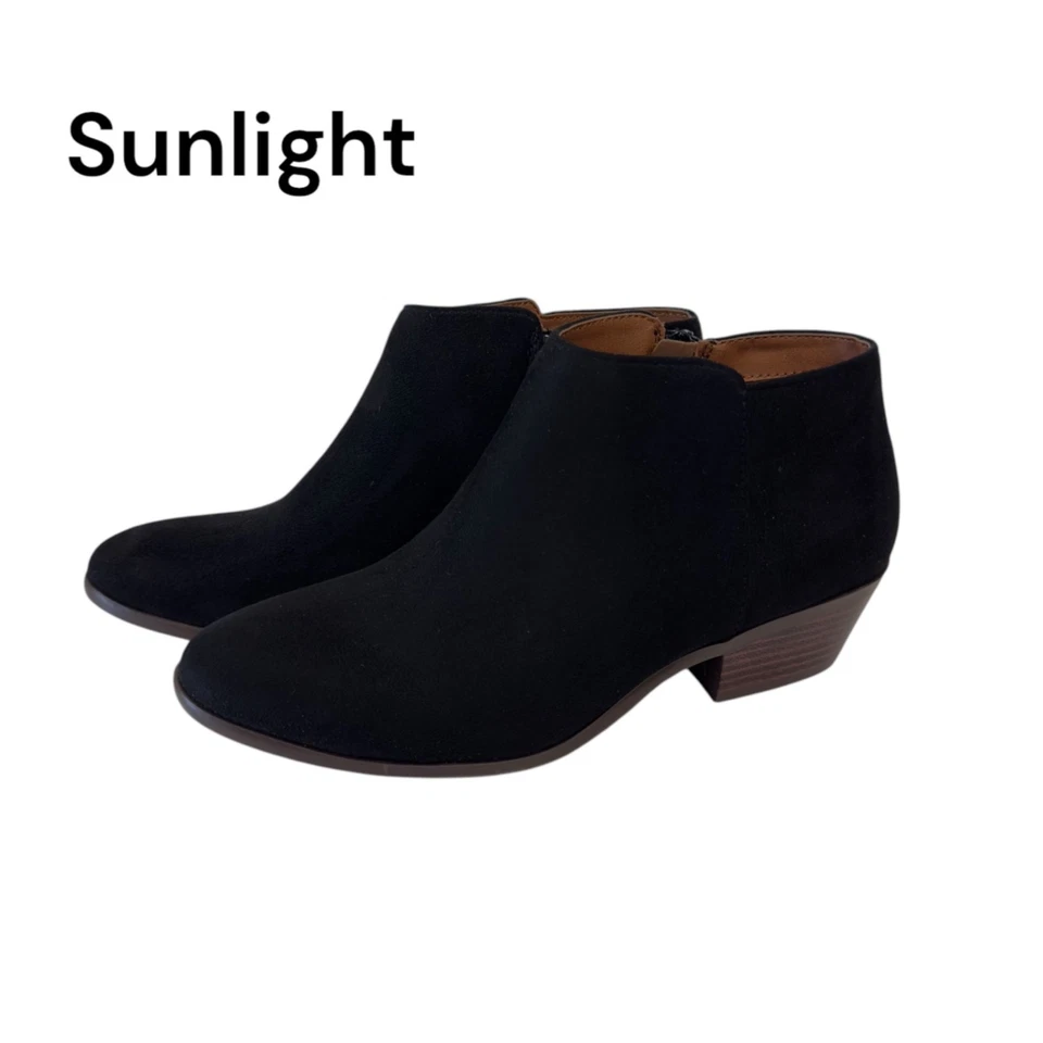 Botines Soda para mujer talla 8 negros de gamuza sintética con tacón bajo y cremallera lateral Foto 1 de 4