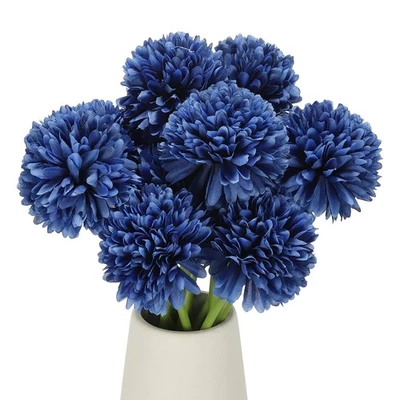 12 Pcs Artificial Chrysanthemums Fake Flowers for Home Decor, Dark Blue Foto 1 de 4