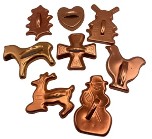 Vintage Lot Of 8 Copper Christmas And Misc Cookie Cutters - Picture 1 of 5