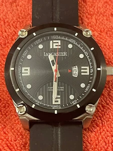 Original Lancaster Men's OLA0481NR Black Textured Dial Black Silicone Watch - Picture 1 of 5