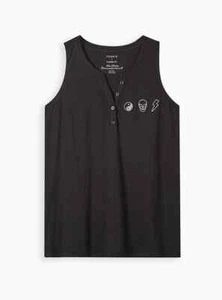Torrid Heritage Slub Classic Fit V Neck Henley Graphic Tank 5 5X 28 #B21914 - Picture 1 of 4