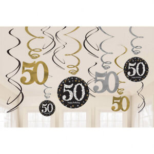 50. Geburtstag Party Swirl Girlanden schwarz gold Raum Deko Dekoration