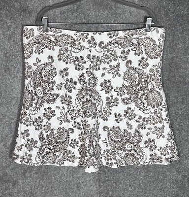 Falda de lino Merona para mujer talla 18 blanca marrón forrada floral Foto 1 de 4