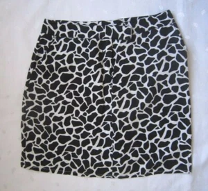 LARRY LEVINE LINEN BLEND BLACK AND WHITE ANIMAL PRINT MINI SKIRT SIZE 4 / W 28" - Picture 1 of 8