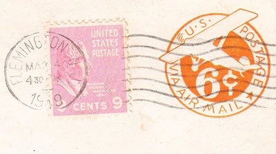 PSE Uprated 6c Air Mail SCARCE Recut Die Entry 1949 w/ 9c Prexy Cover 4u   - Image 1 of 3