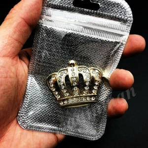 Golden Metal Crystal Crown Rhinestone Princess Car Emblem Badge Decal Sticker - Picture 1 of 3