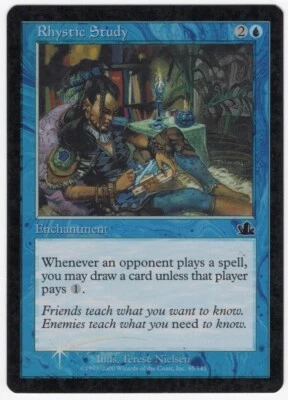 Rhystic Study 2000 Prophecy FOIL Blue Common Enchantment MTG NM AZ1 - Image 1 of 2
