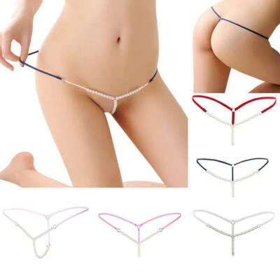 Sexy Women Crotchles Pearl Thong G-string Panties Lingerie Underwear T-back USA - image 1 of 4