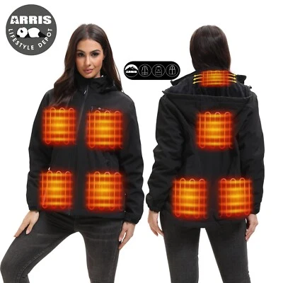 ARRIS Mujer Chaqueta Calefacción Impermeable, Abrigo Calefacción Eléctrica con Batería 7.4V Foto 1 de 4