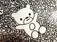 Original Graffiti Drawing Teddy Bear By Alex Vera, Keith Haring Banksy Mr Doodle