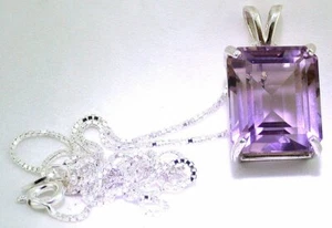 12.93 Ct Emerald Ametrine Amethyst Swirl Sterling Pendant 18" Box Chain EBS8291 - Picture 1 of 2