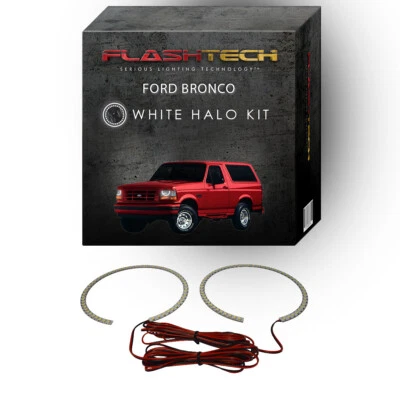 White Angel Eye LED Headlight Halo Ring kit for 1992-1996 Ford Bronco Headlights - Image 1 of 2