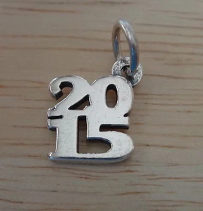Sterling Silver 13x11mm Birth Anniversary Wedding Graduation 2015 Charm - Picture 1 of 1