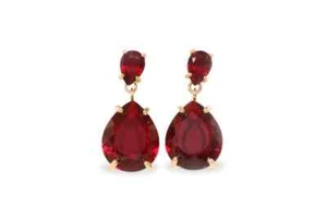 925 Rose Gold Plated Created Piegan Blood Ruby Earring, Ruby Engagement Earring - Picture 1 of 3