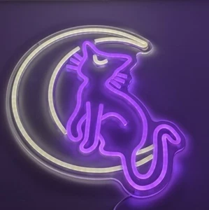 Sailor Moon Cat Neon Sign Anime Neon Sign Neon Light Sign Anime BEST Gifts A3 - Picture 1 of 7