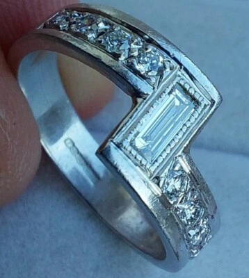 Platinum Diamond Eternity Baguette Wedding Band Ring Size M Heavy 6g Hallmarked - Image 1 of 4